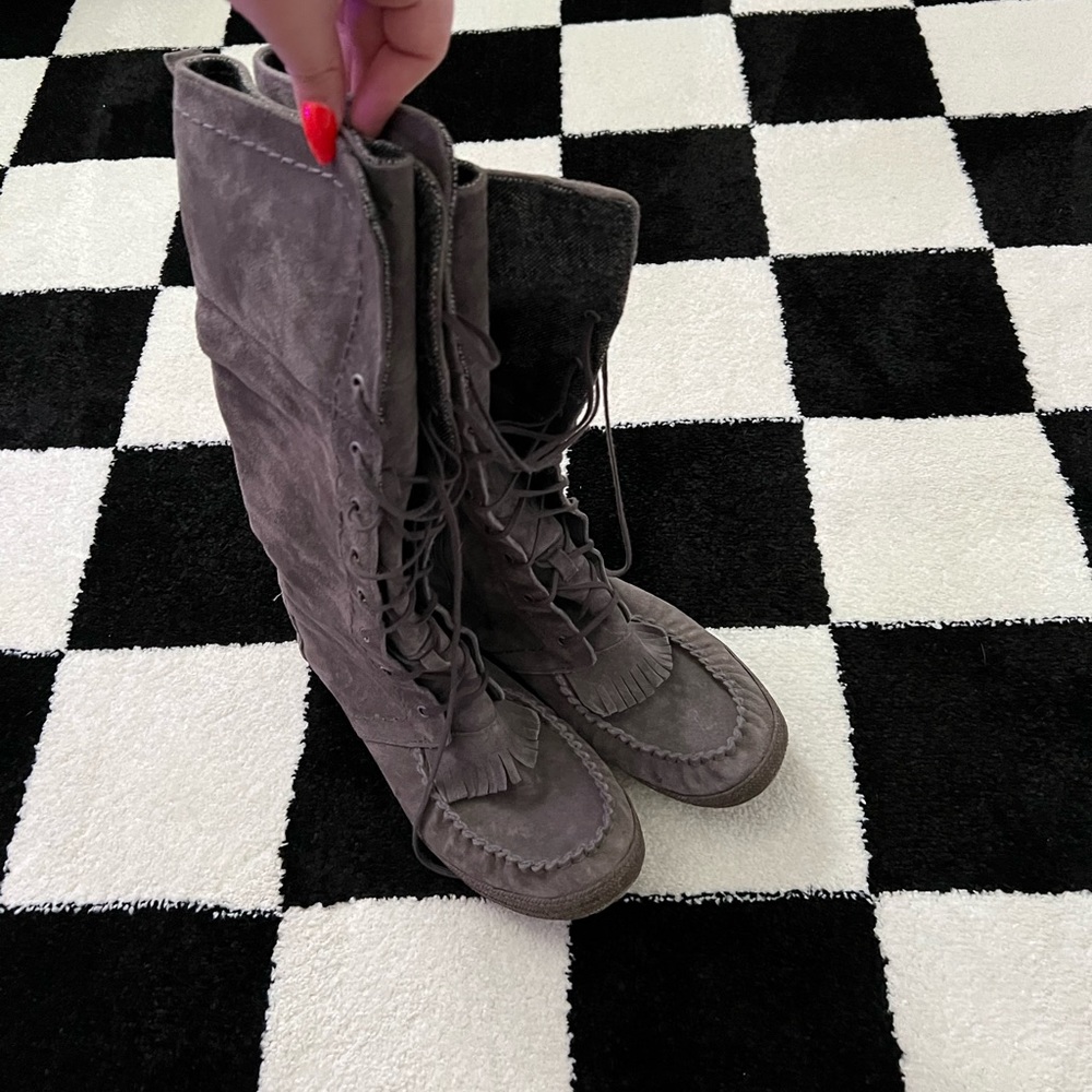 UGG suede moccasin lace up boots